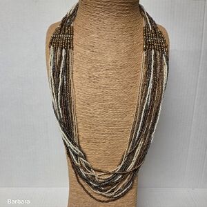 Vintage Tribal Glass Seed Bead Collar Necklace